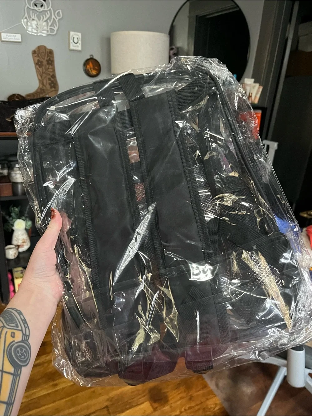 New In Package! Clear Black PVC Backpack